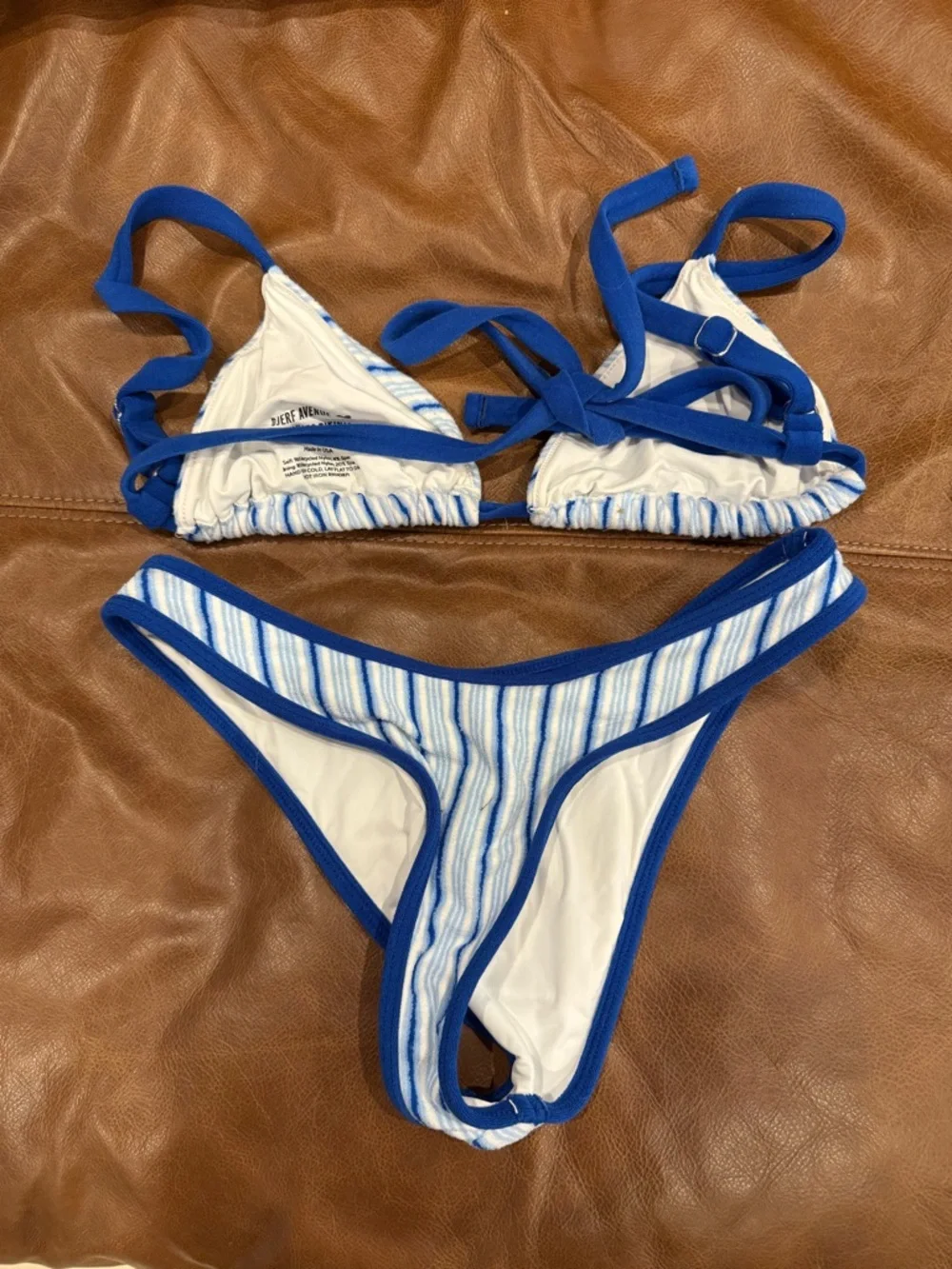 Frankie’s Bikinis x Djerf Avenue Striped Terrycloth Bikini